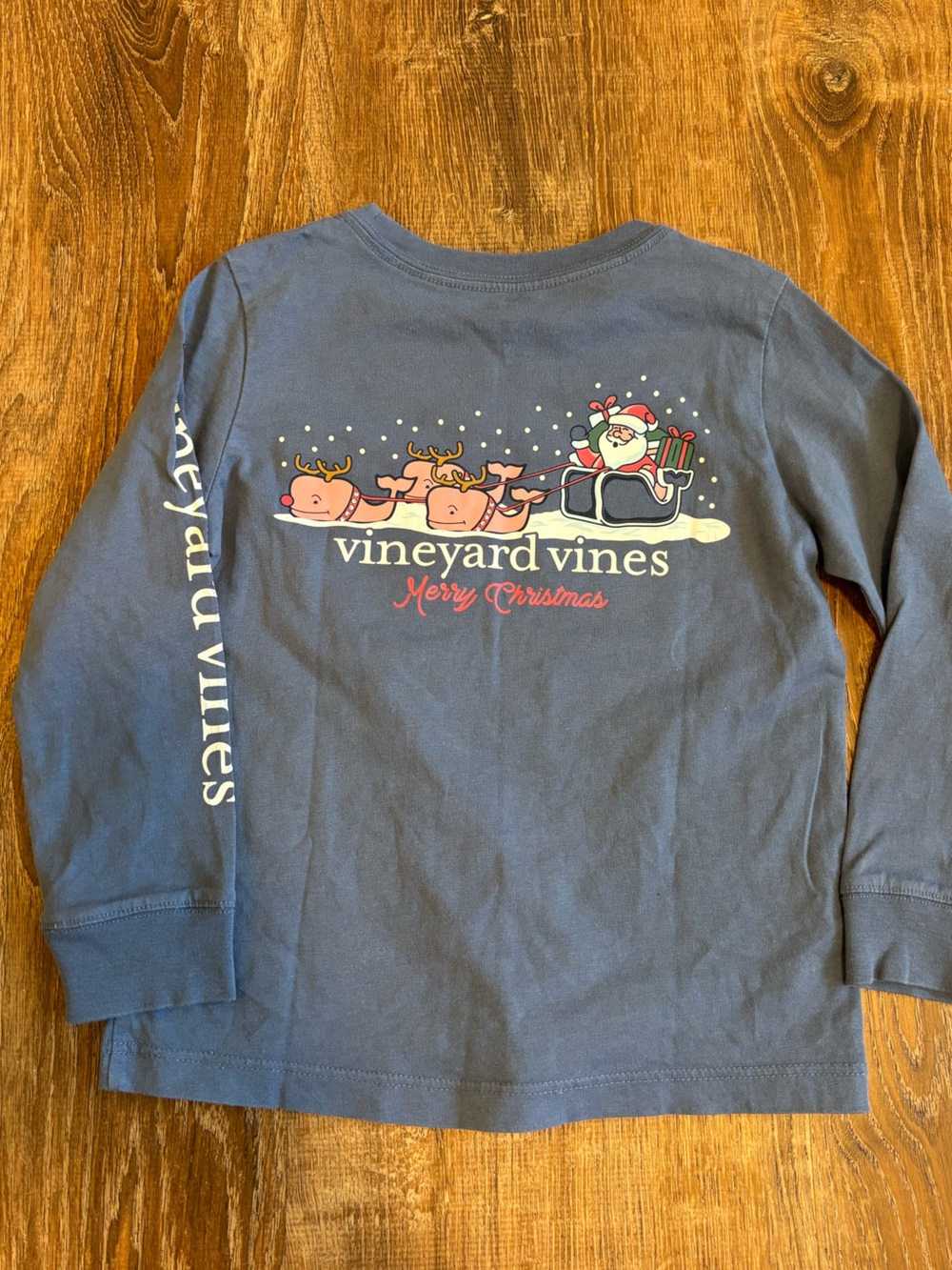 Vineyard Vines Navy Blue Kids' Santa & Reindeer Holiday Sweatshirt